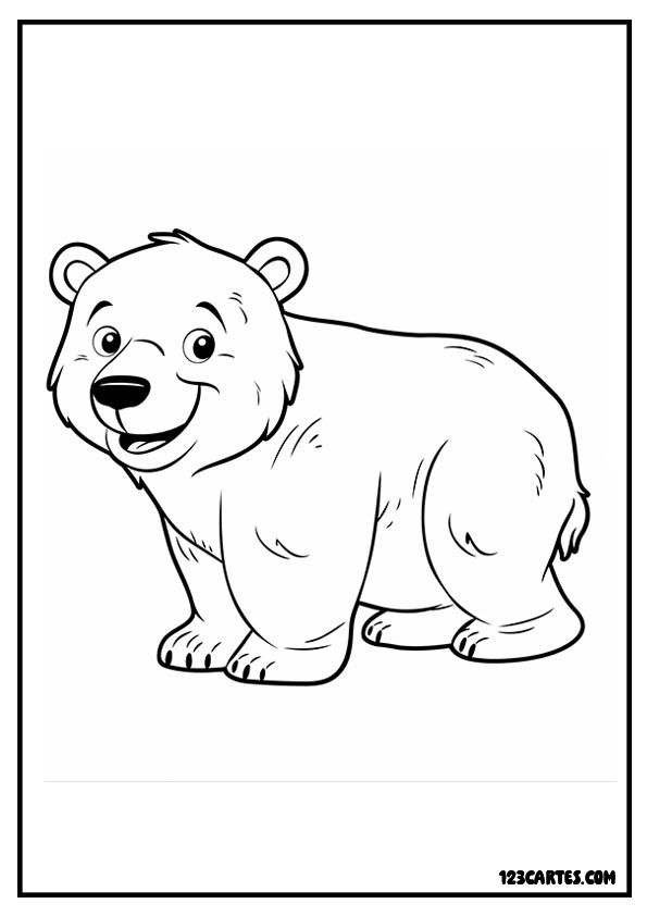 Ours blanc joueur, coloriage animaux du Grand Nord