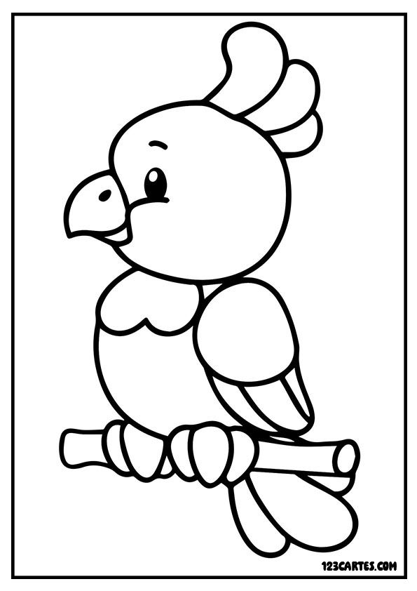 Coloriage mignon d'un perroquet stylisé, parfait pour les tout-petits