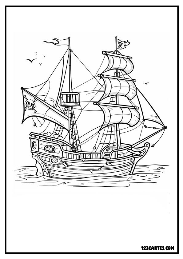 Illustration détaillée d'un navire pirate majestueux