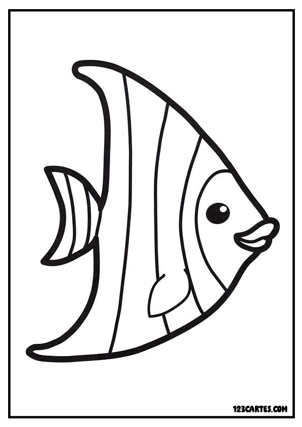 Coloriage d'un poisson tropical aux nageoires allongées, excellent pour les amateurs d'aquariophilie