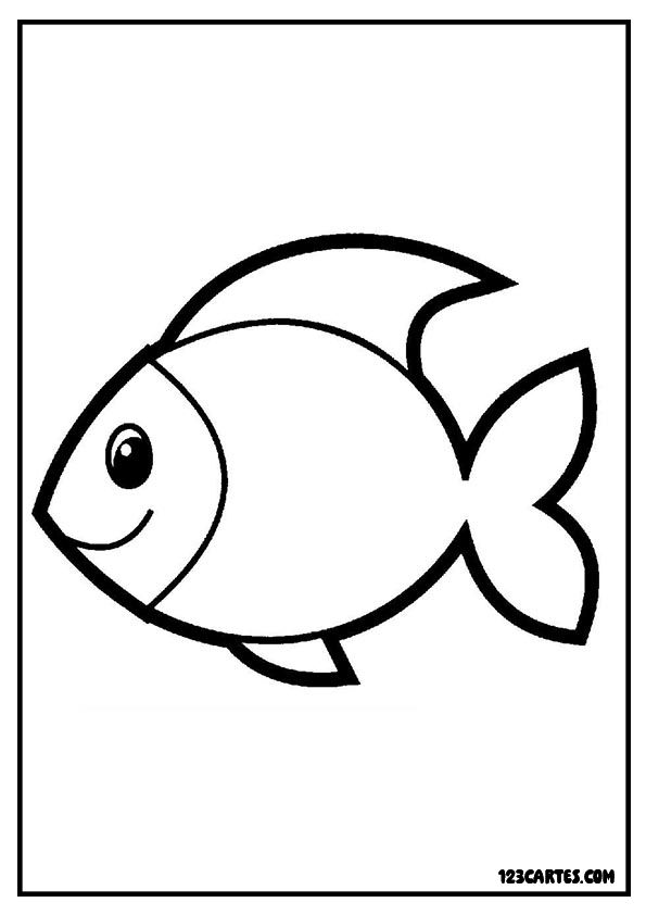 Coloriage simple d'un poisson stylisé, excellent pour les tout-petits