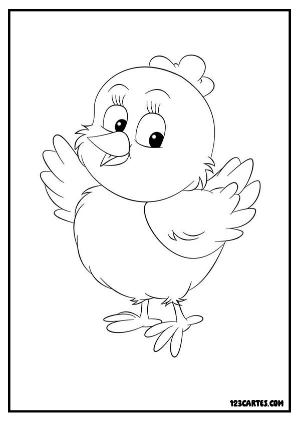 Coloriage d'un poussin dansant, idéal pour les activités ludiques