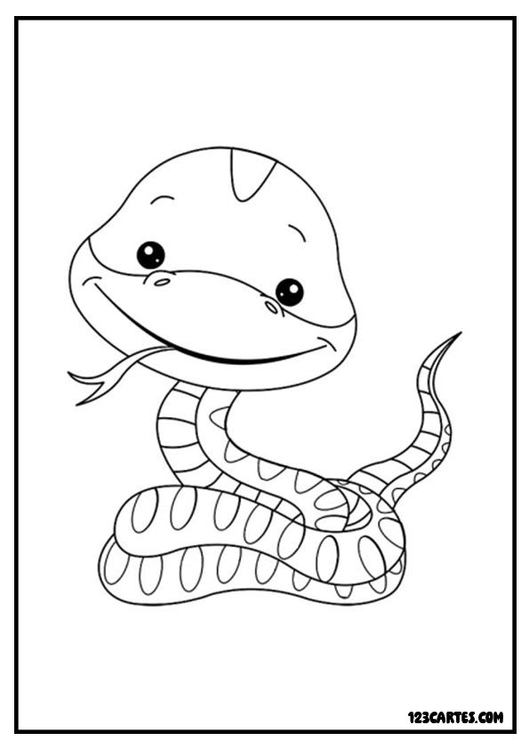 Illustration mignonne d'un bébé serpent, idéale pour les coloriages faciles