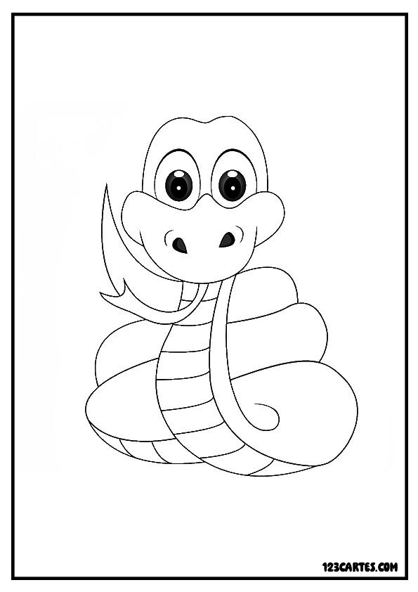 Dessin joyeux d'un serpent cartoon, excellent pour les activités préscolaires