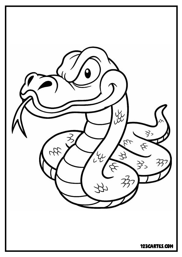 Coloriage d'un serpent sifflant, idéal pour explorer les comportements des reptiles