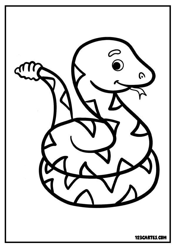 Coloriage amusant d'un serpent à motifs géométriques, excellent pour stimuler la créativité