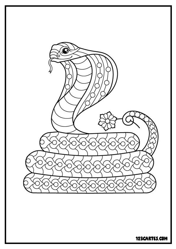 Dessin réaliste d'un cobra royal, idéal pour l'étude des reptiles dangereux