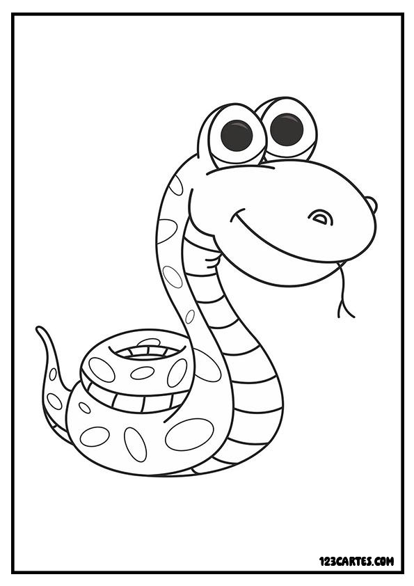 Dessin adorable d'un serpent aux grands yeux, parfait pour les tout-petits